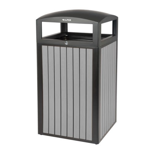 Alpine Industries 40 Gallon Gray All-Weather Outdoor Commercial Trash Can